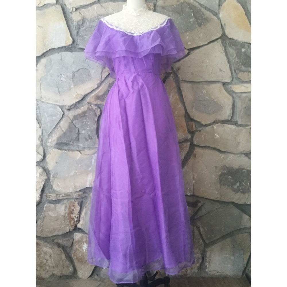 Vintage Theater Costume Lace Neck Dress
